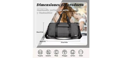 Foto 3 | Language Maleta De Viaje Bolso Deportivo Mochila Eo Safe Imports Esi-18203-1 Negro