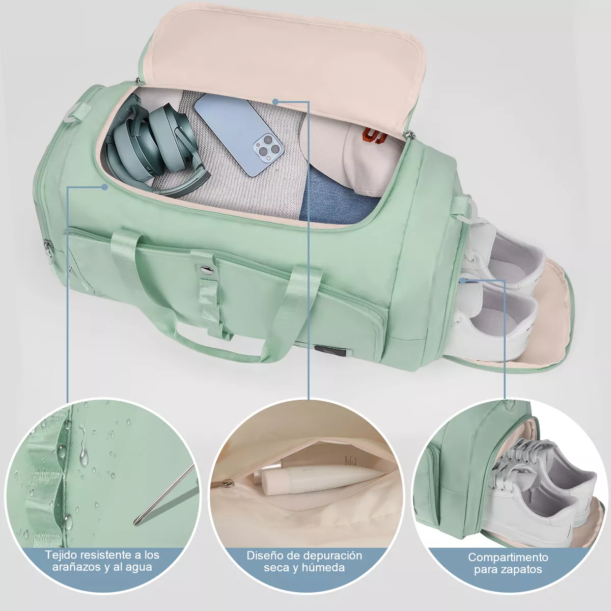 Foto 2 | Maleta Deportiva Bolsa Viaje Mochila Fitness Eo Safe Imports Esi-18199 Verde