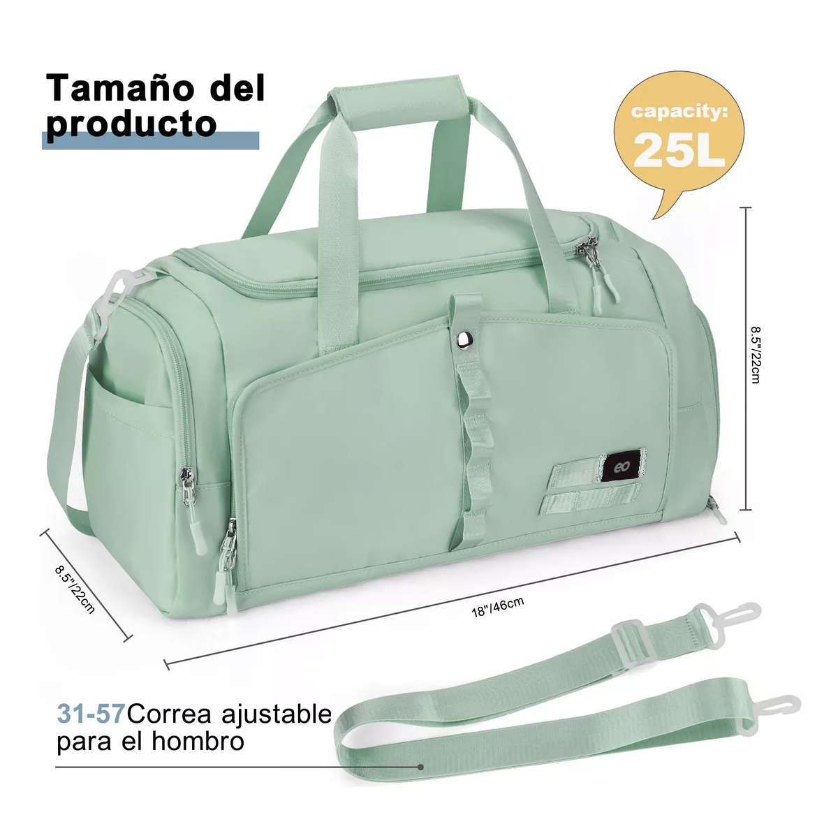 Foto 4 pulgar | Maleta Deportiva Bolsa Viaje Mochila Fitness Eo Safe Imports Esi-18199 Verde