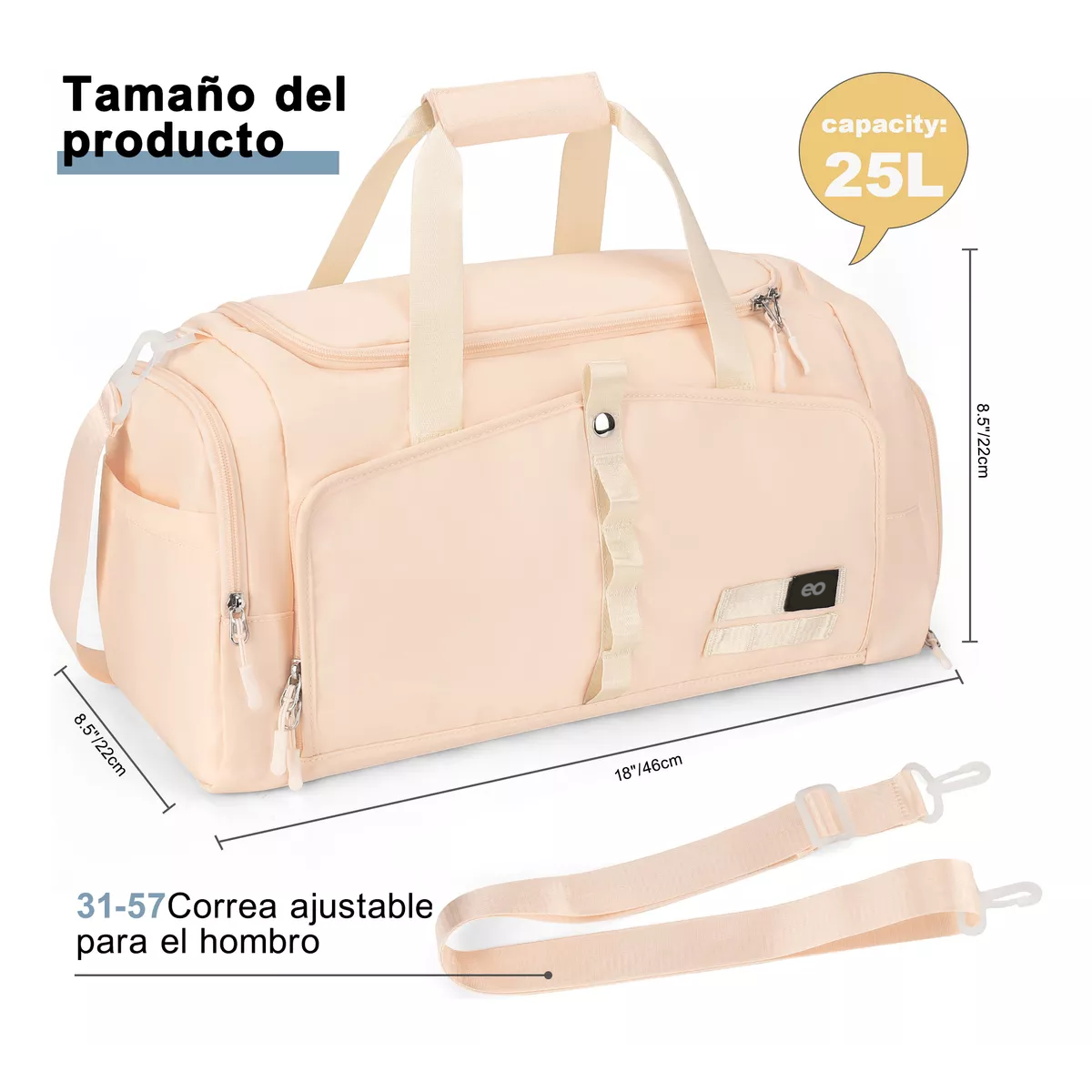 Foto 4 pulgar | Language Maleta Deportiva Bolsa Viaje Mochila Fitness Eo Safe Imports Esi-18197-1 Beige