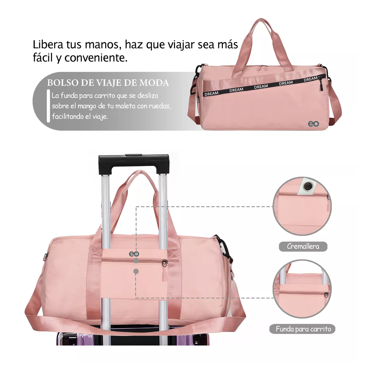 Foto 4 pulgar | Maleta De Viaje Bolso Deportivo Mochila Eo Safe Imports Esi-18205-1 Rosa