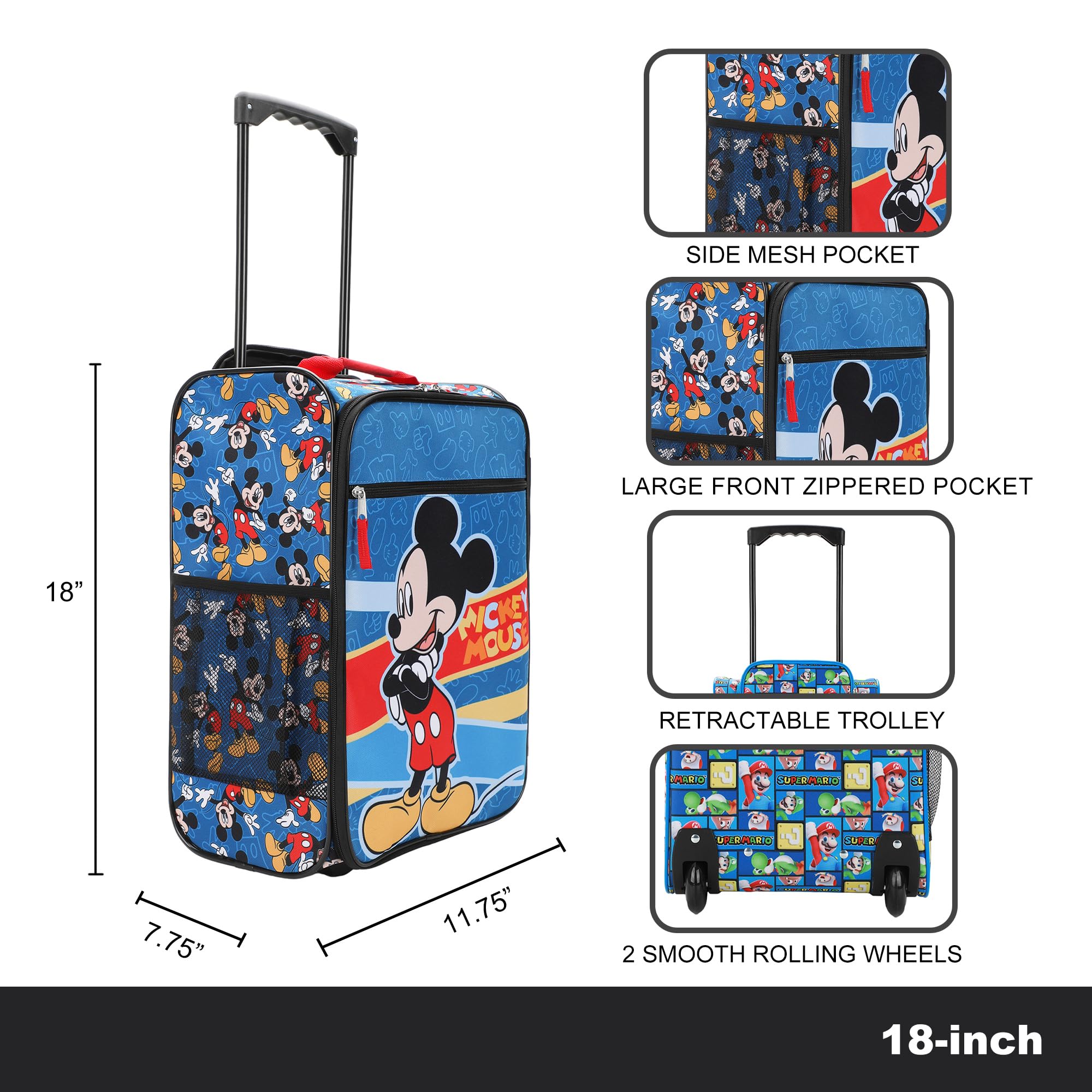 Foto 8 pulgar | Funda Piloto Bioworld Disney Mickey Mouse Azul 45 Cm - Venta Internacional.