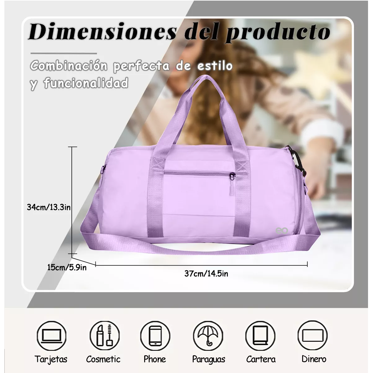 Foto 3 pulgar | Language Maleta De Viaje Bolso Deportivo Mochila Eo Safe Imports Esi-18204-1 Purpura