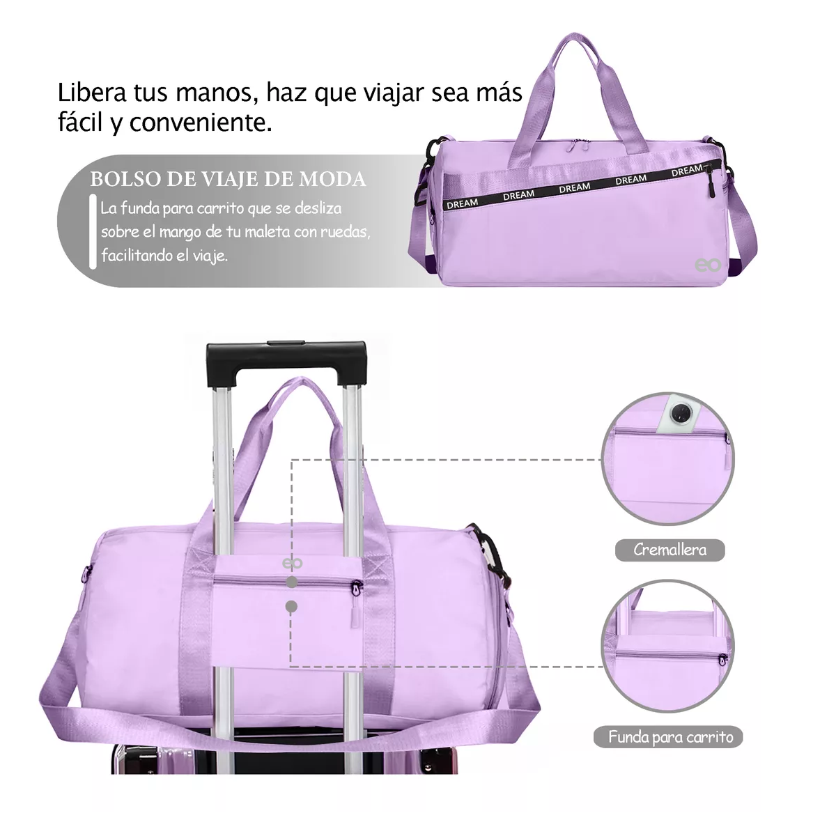 Foto 4 pulgar | Language Maleta De Viaje Bolso Deportivo Mochila Eo Safe Imports Esi-18204-1 Purpura