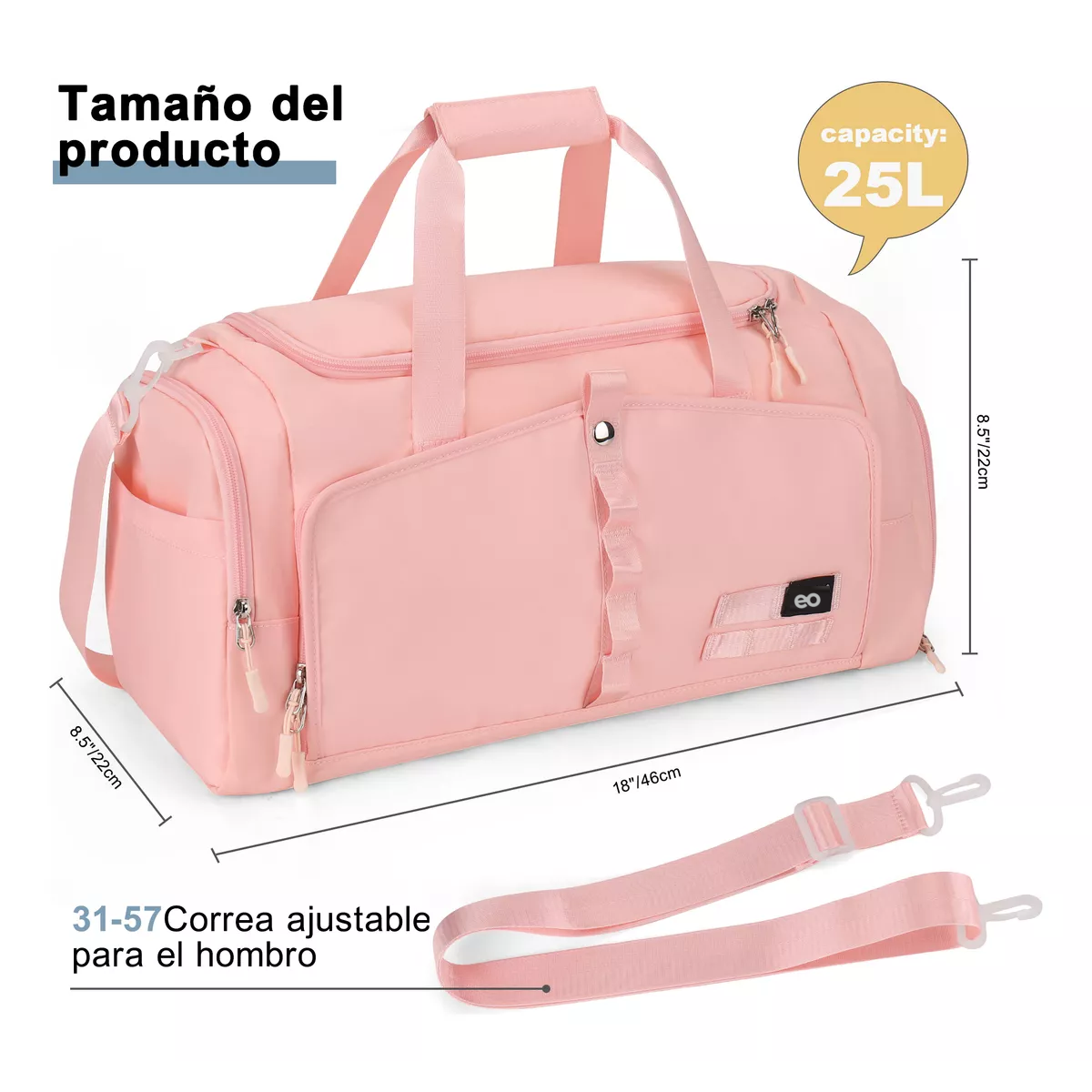 Foto 3 pulgar | Language Maleta Deportiva Bolsa Viaje Mochila Fitness Eo Safe Imports Esi-18198-1 Rosa