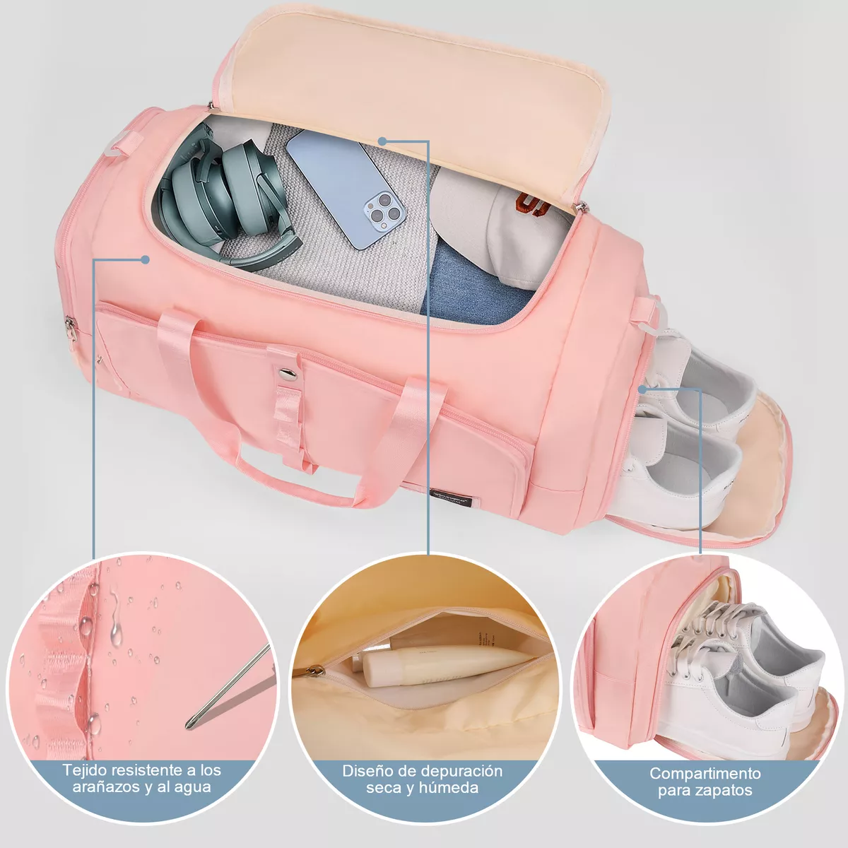 Foto 4 pulgar | Language Maleta Deportiva Bolsa Viaje Mochila Fitness Eo Safe Imports Esi-18198-1 Rosa