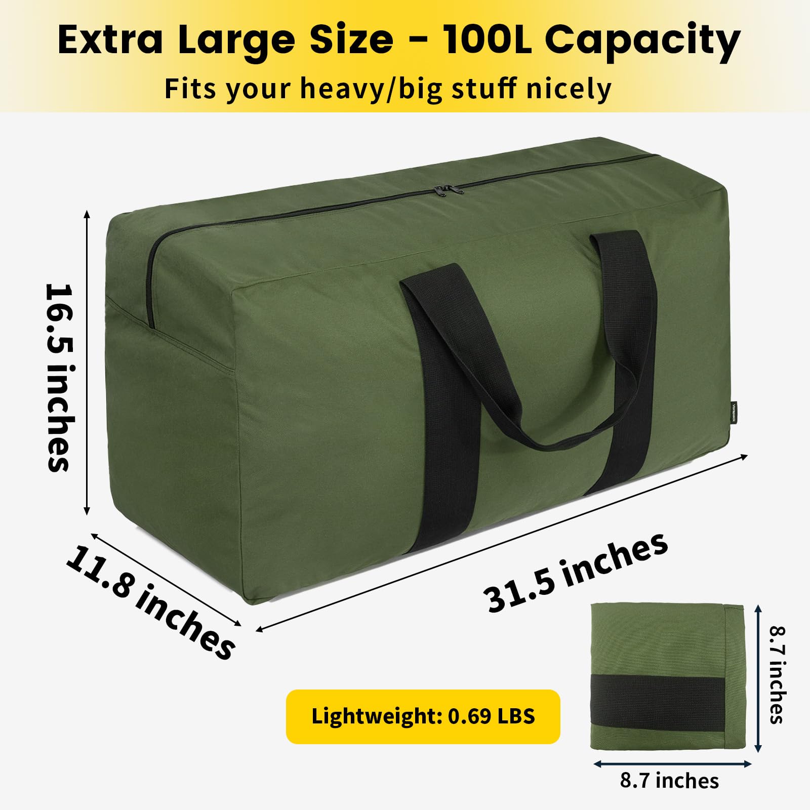 Foto 3 pulgar | Bolsa De Viaje Vorspack Extra Grande De 100 Litros, Color Verde - Venta Internacional.