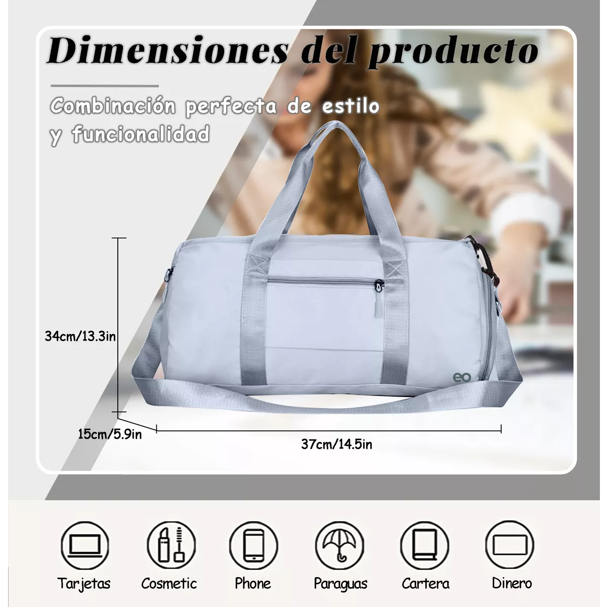 Foto 2 | Maleta De Viaje Bolso Deportivo Mochila Eo Safe Imports Esi-18202-1 Azul