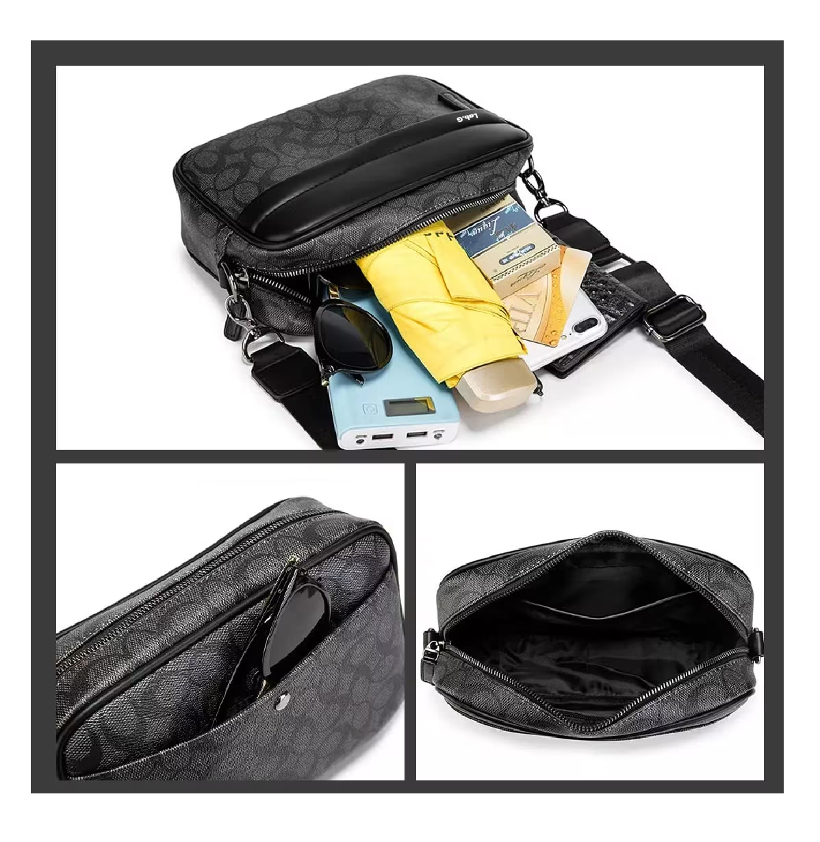 Foto 6 pulgar | Bolso Para Hombre Crossbody Bandolera Maletin Moda Casual Cuadros Negro