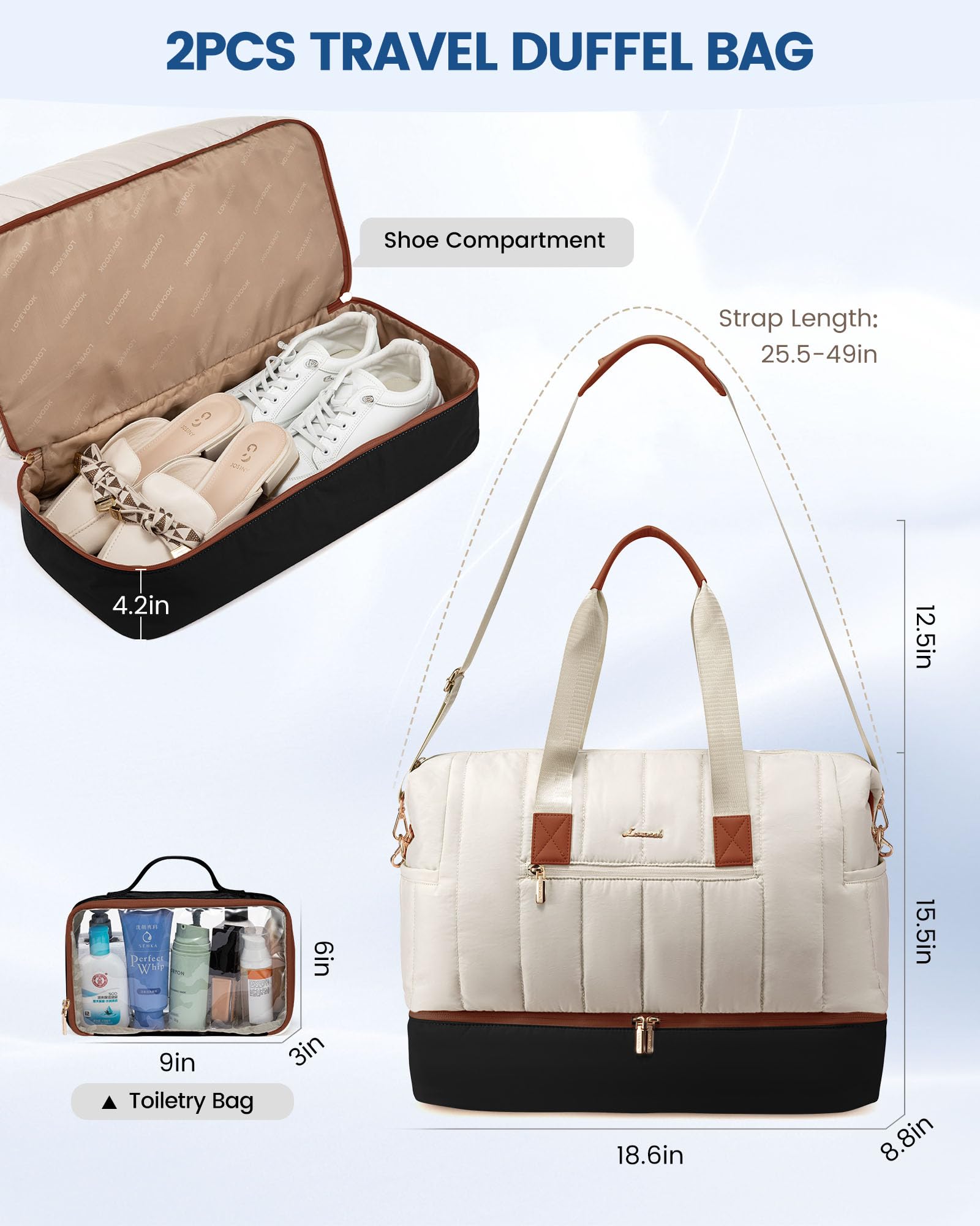 Foto 4 pulgar | Bolsa De Viaje Lovevook Puffer Weekender 42 L Con Compartimento Para Zapatos - Venta Internacional.