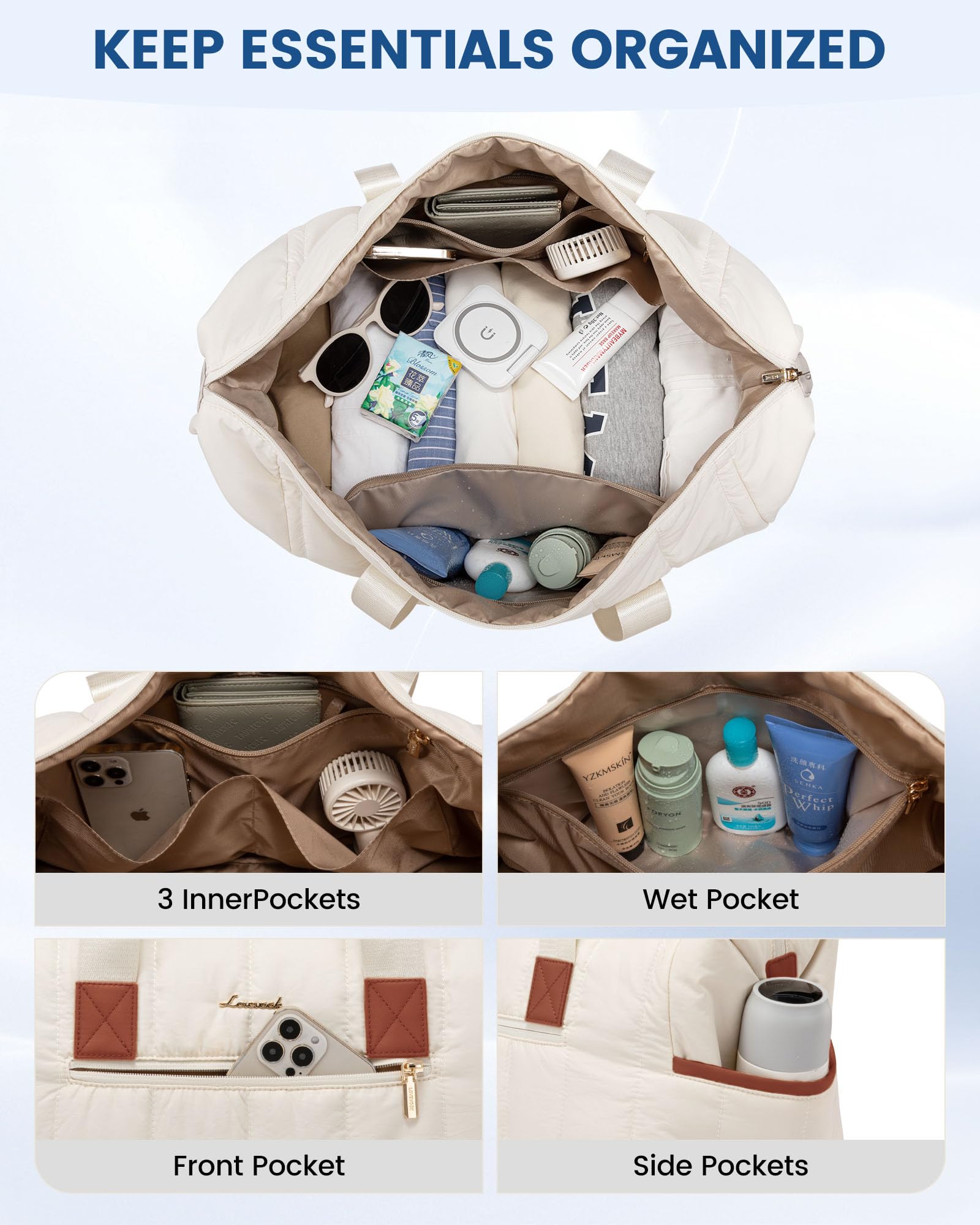 Foto 5 pulgar | Bolsa De Viaje Lovevook Puffer Weekender 42 L Con Compartimento Para Zapatos - Venta Internacional.