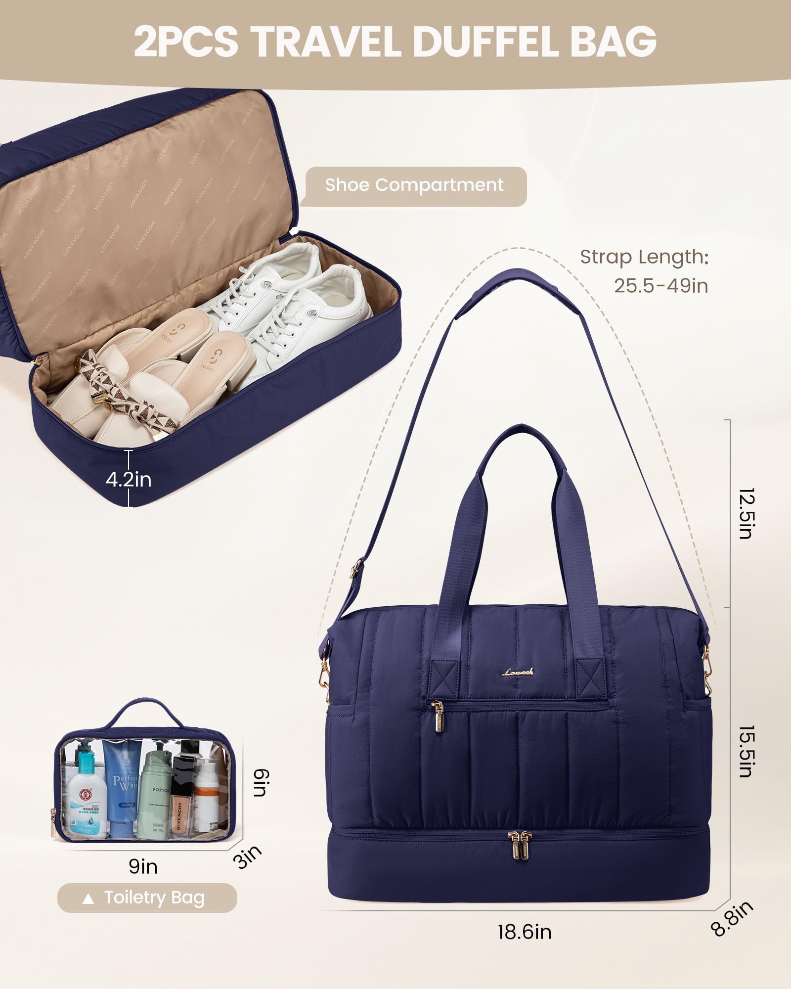 Foto 4 pulgar | Bolsa De Viaje Lovevook Puffer Weekender 42 L Con Compartimento Para Zapatos - Venta Internacional.