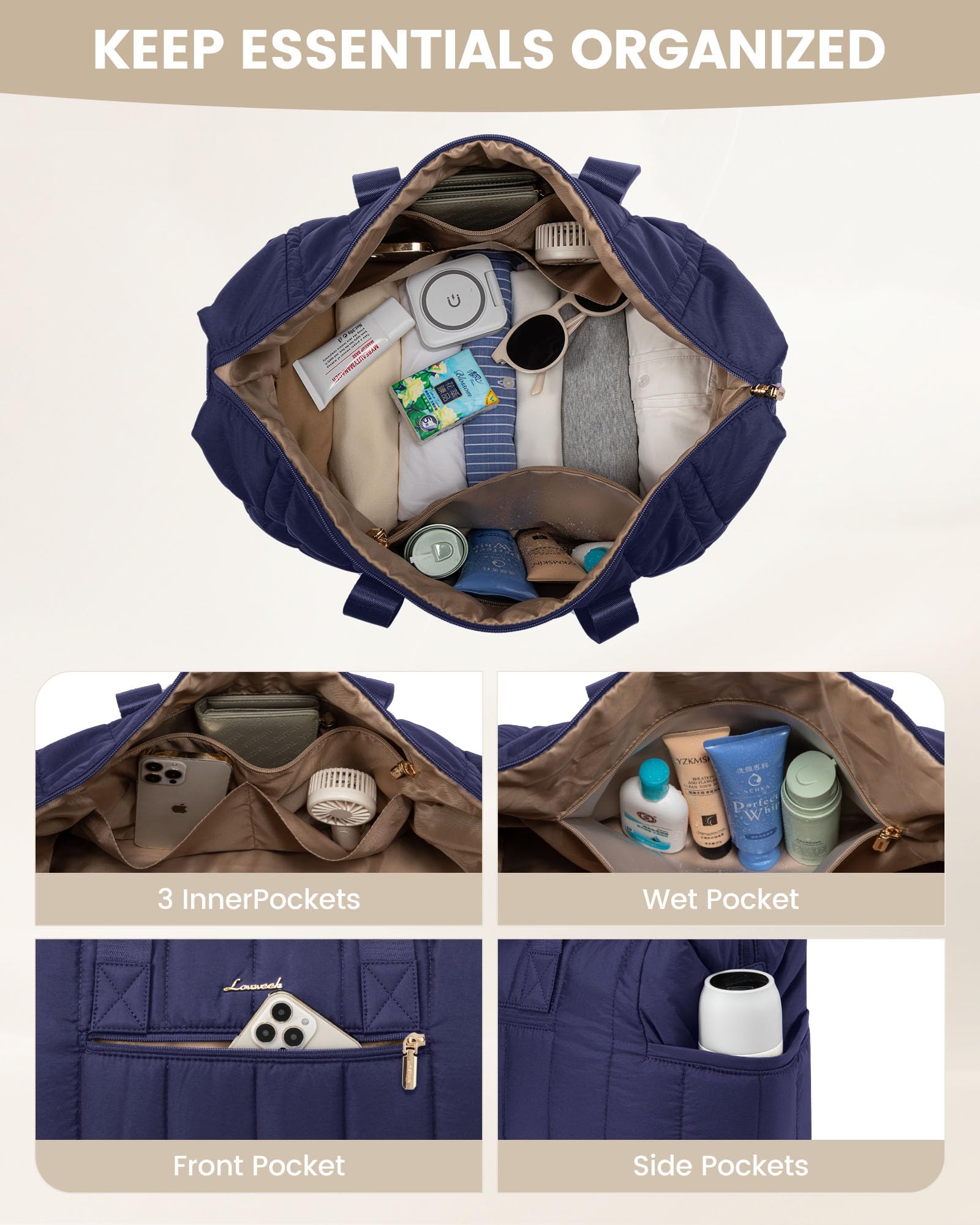 Foto 5 pulgar | Bolsa De Viaje Lovevook Puffer Weekender 42 L Con Compartimento Para Zapatos - Venta Internacional.