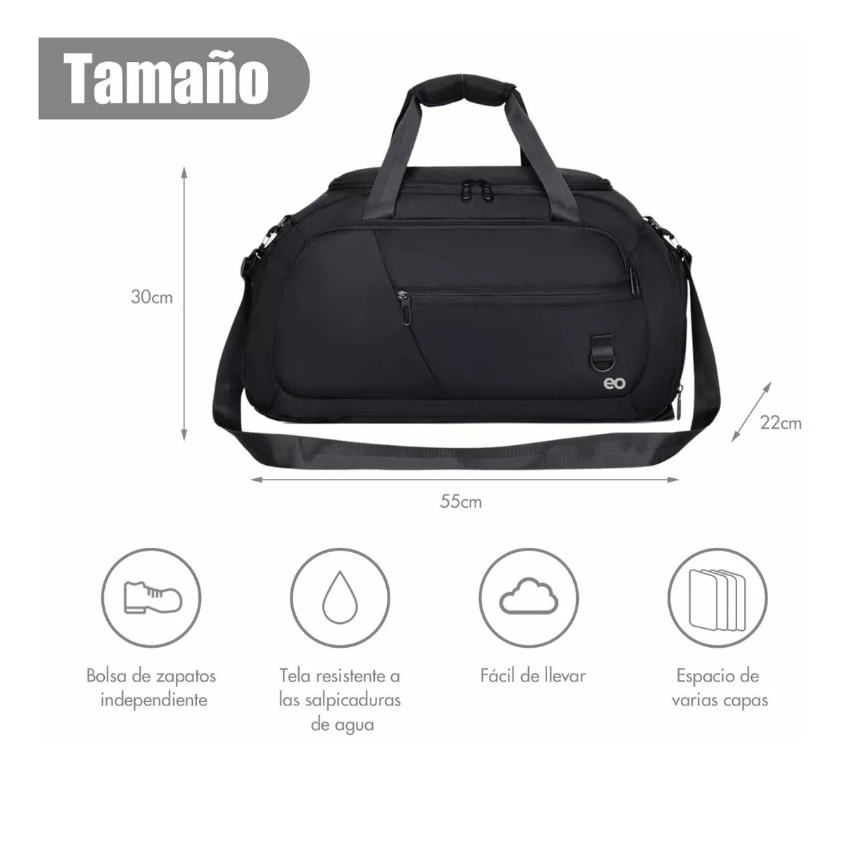 Foto 3 pulgar | Maletas Viaje Bolso Deportivo Para Gym Viaje Mochila Dama Eo Safe Imports Esi-11464-1 Negro