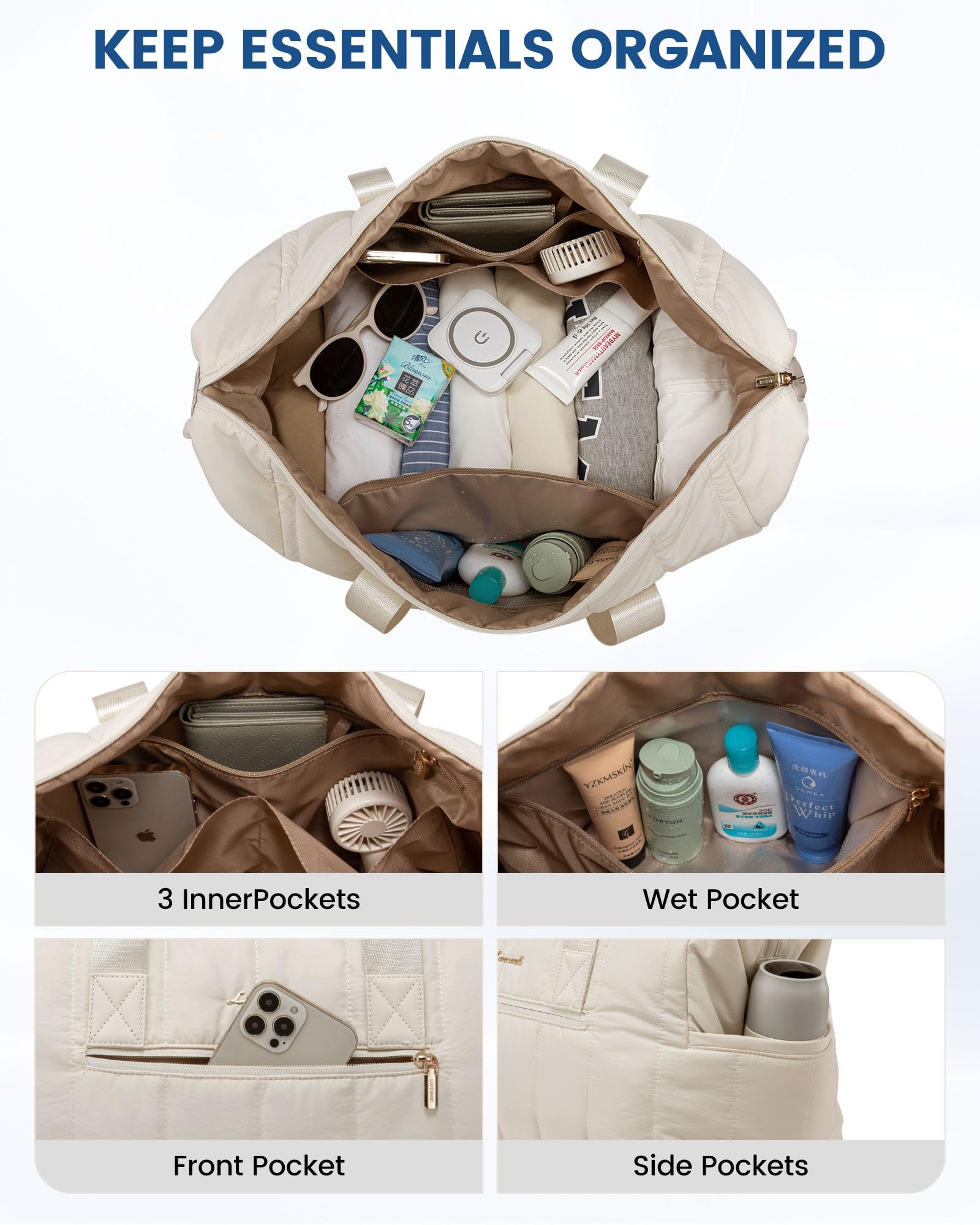 Foto 5 pulgar | Bolsa De Viaje Lovevook Puffer Weekender 42 L Con Compartimento Para Zapatos - Venta Internacional.