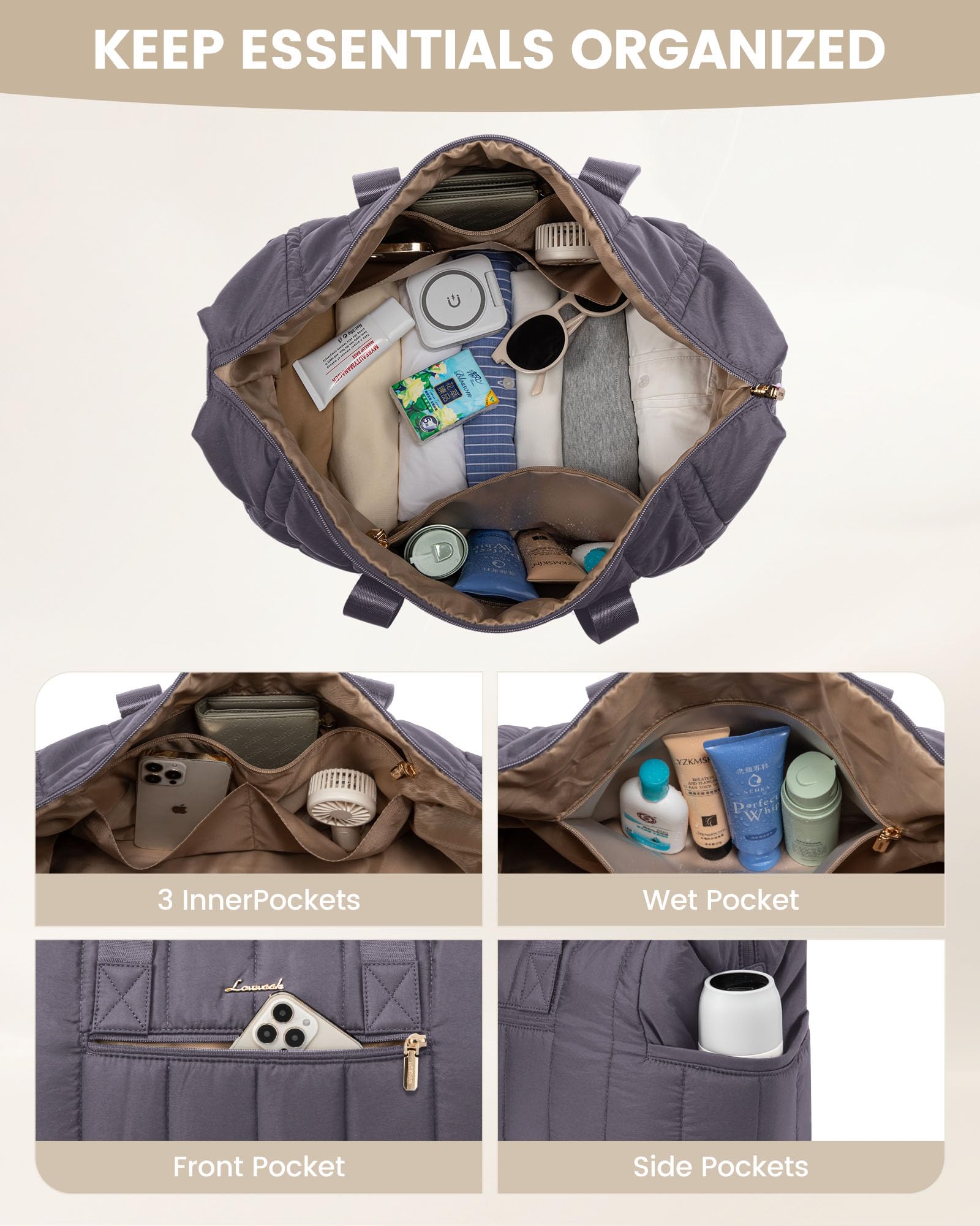 Foto 5 pulgar | Bolsa De Viaje Lovevook Puffer Weekender 42 L Con Compartimento Para Zapatos - Venta Internacional.