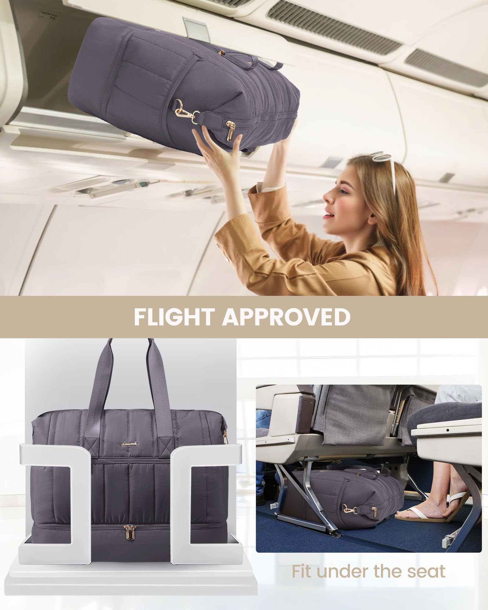 Foto 7 pulgar | Bolsa De Viaje Lovevook Puffer Weekender 42 L Con Compartimento Para Zapatos - Venta Internacional.