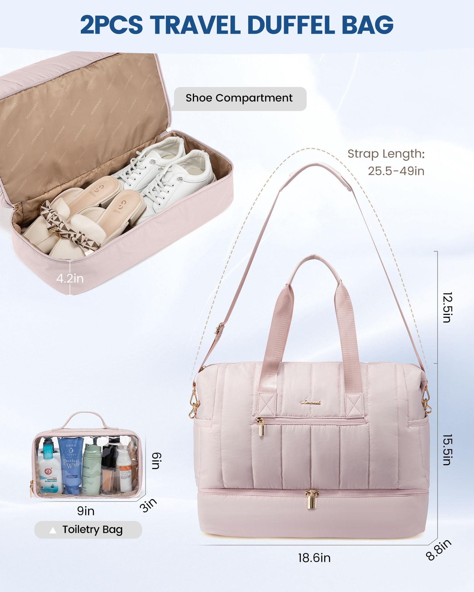 Foto 4 pulgar | Bolsa De Viaje Lovevook Puffer Weekender 42 L Con Compartimento Para Zapatos - Venta Internacional.