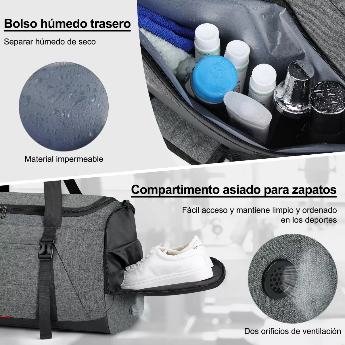 Foto 4 pulgar | Maleta Deportiva Bolsa Gym Viaje Mochila Fitness Hombre Eo Safe Imports Esi-12509-1 Gris