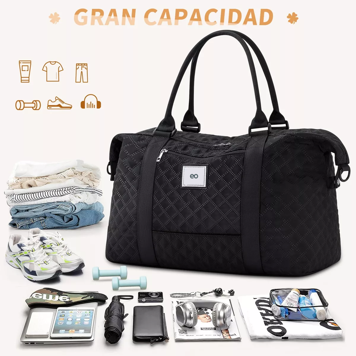 Foto 4 pulgar | Maleta Deportiva Mujer Impermeable Bolsa Para Gym Eo Safe Imports Esi-14066-1 Negro