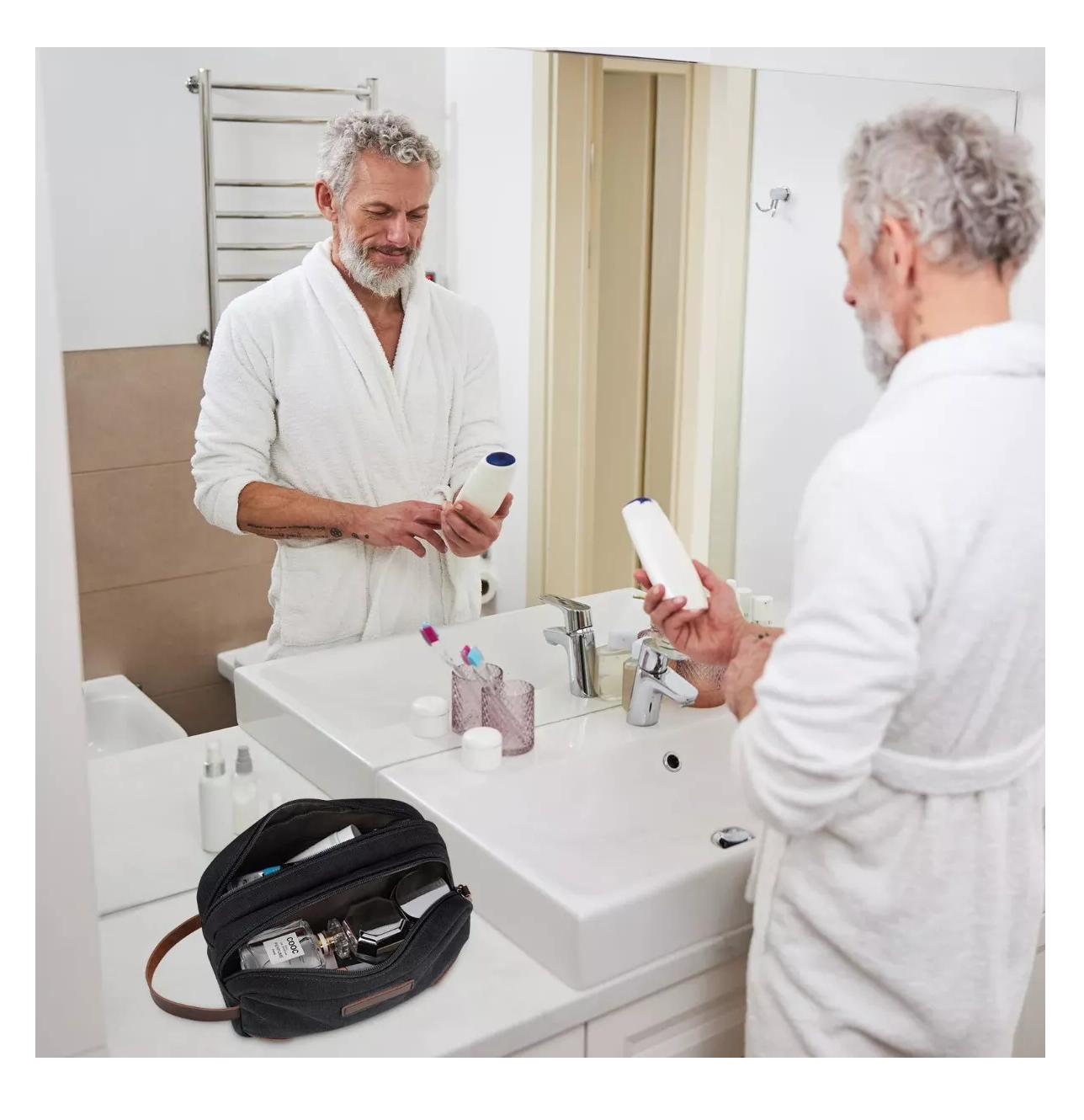 Foto 5 | Bolsa Sobaquera Neceser Para Hombre De Viaje, Negro