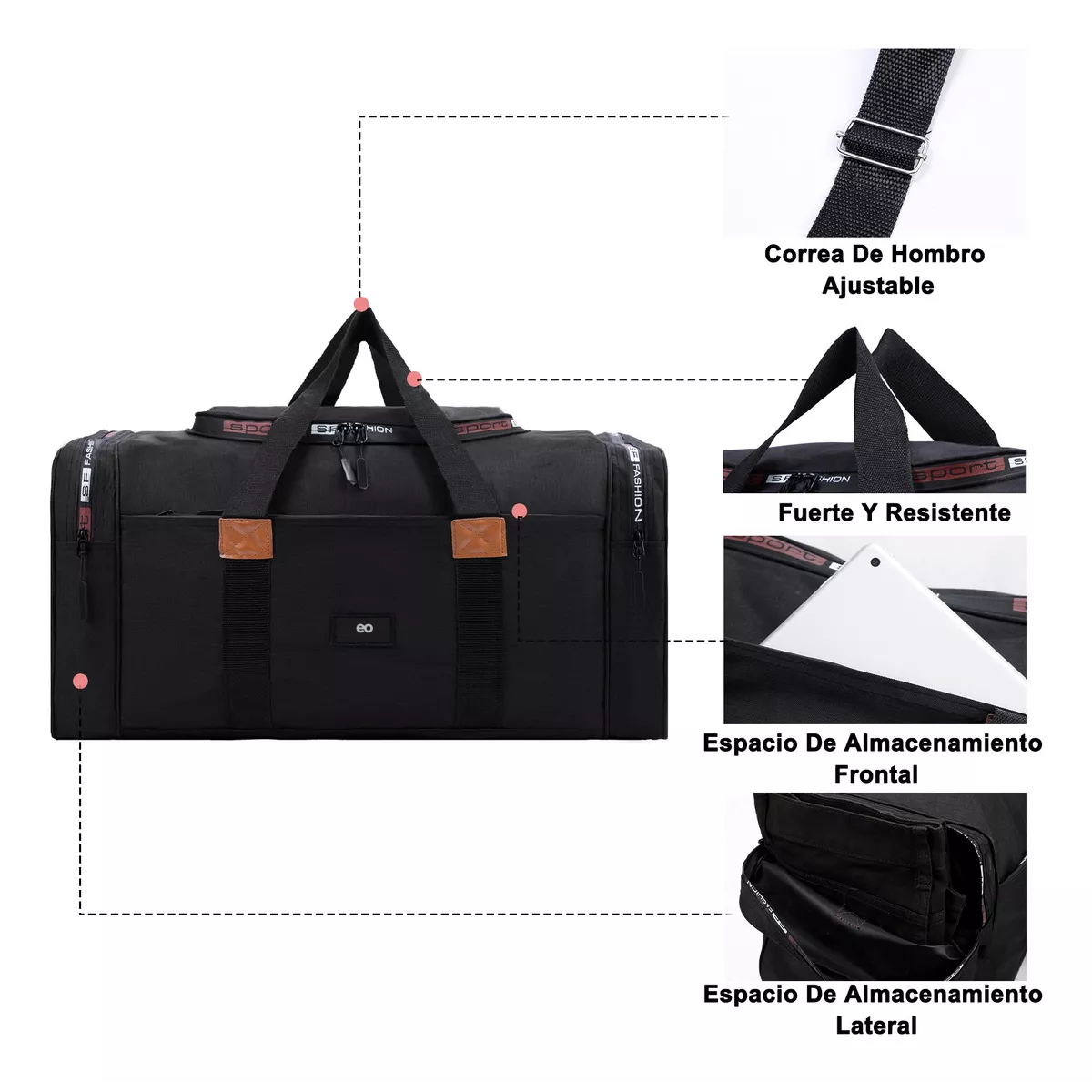 Foto 3 pulgar | Maleta Gran Capacidad Deportiva Viaje Bolso Fitness Moda Eo Safe Imports Esi-12034-1 Negro