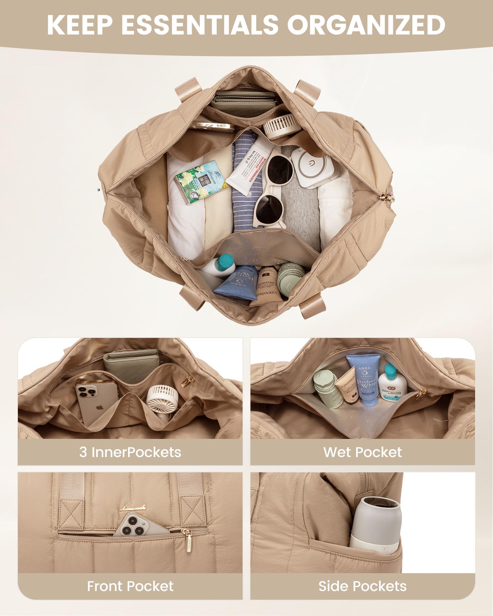 Foto 5 pulgar | Bolsa De Viaje Lovevook Puffer Weekender 42 L Con Compartimento Para Zapatos - Venta Internacional.
