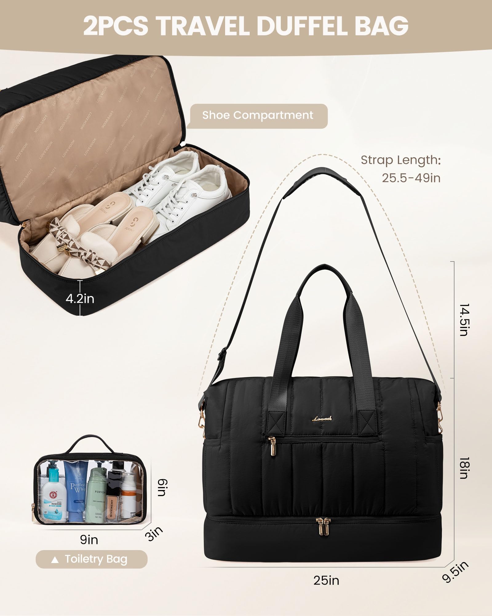 Foto 3 | Bolsa De Viaje Lovevook Puffer Weekender 70l Para Mujer - Venta Internacional.
