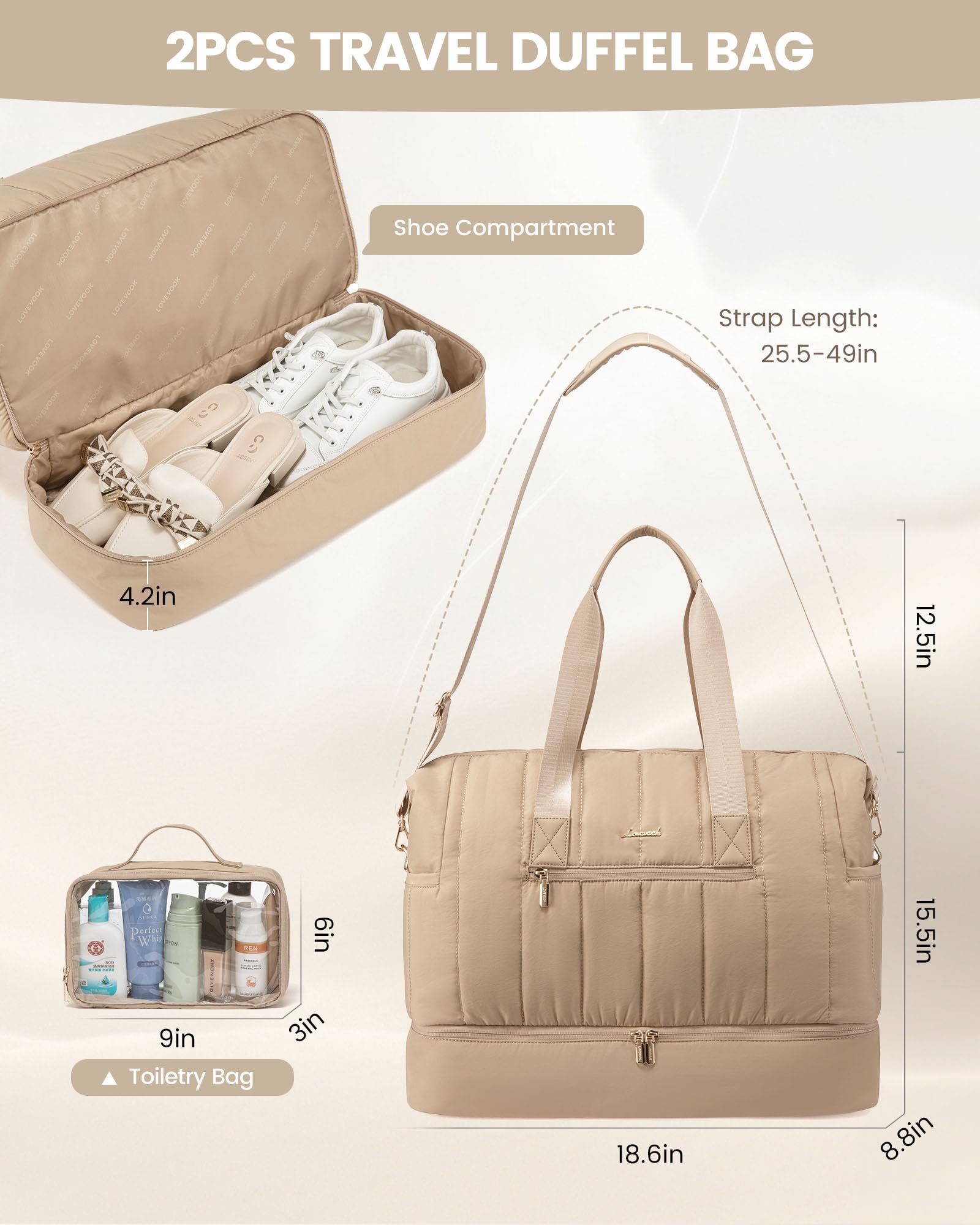 Foto 4 pulgar | Bolsa De Viaje Lovevook Puffer Weekender 42 L Con Compartimento Para Zapatos - Venta Internacional.