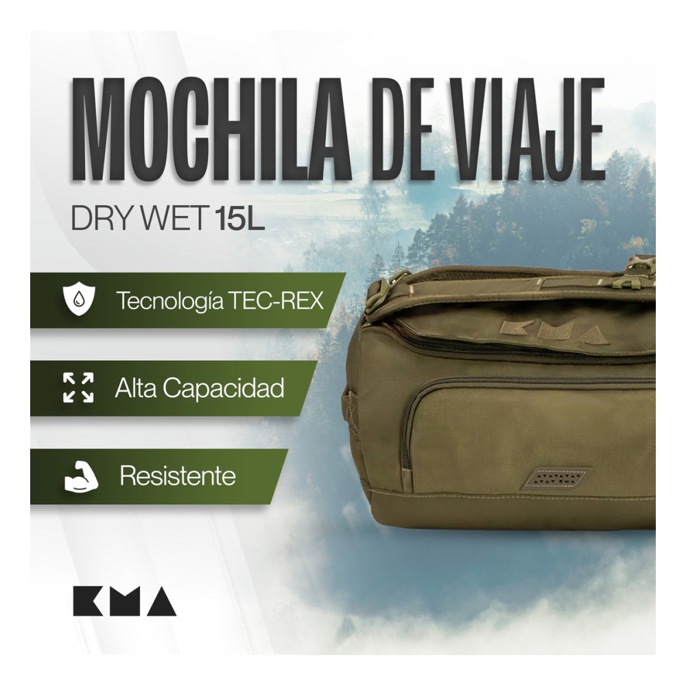 Foto 4 pulgar | Duffle Mochila Dry Outdoor Kma 15l Color Verde Versátil