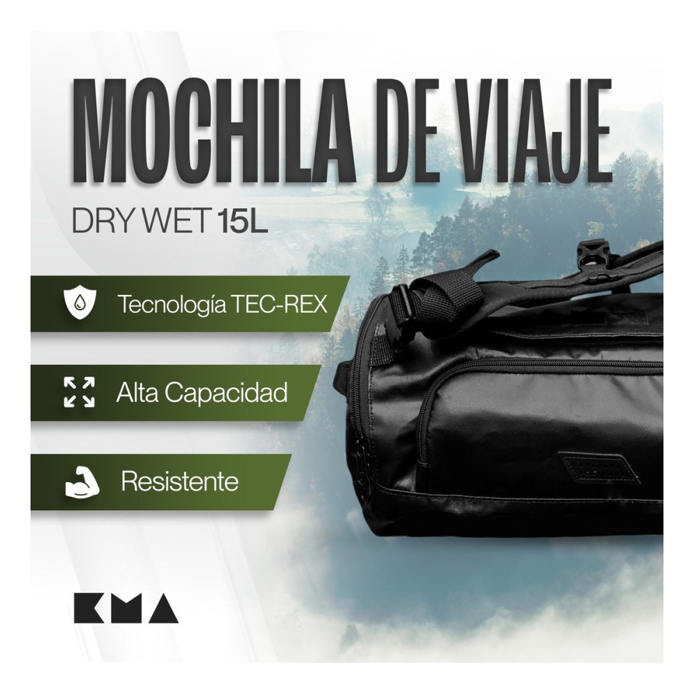 Foto 4 pulgar | Duffle Mochila Dry Outdoor Kma 15l Color Negro Impermeable
