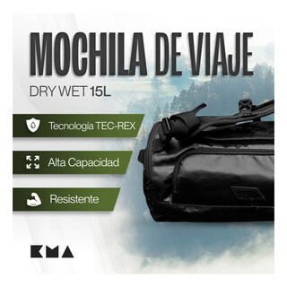 Foto 3 | Duffle Mochila Dry Outdoor Kma 15l Color Negro Impermeable