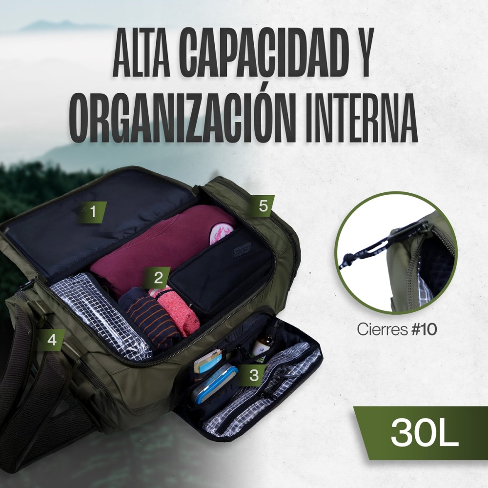 Foto 5 pulgar | Maleta Duffle Outdoor Kma 30l Color Verde Versátil
