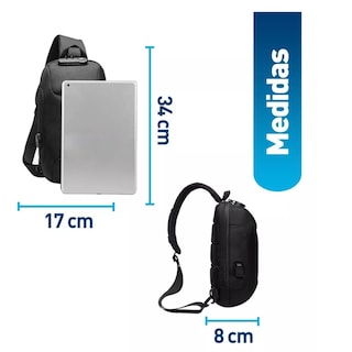 Foto 2 | Mochila Antirrobo Cruzada Bolso Pecho Con Código Integrado Eo Safe Imports Esi-11337 Negro