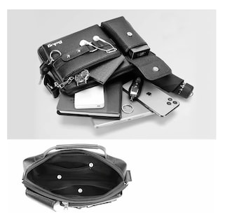 Foto 2 | Bandolera De Cuero Para Hombre Bolso Crossbody Lujo Moderno, Belug Negro