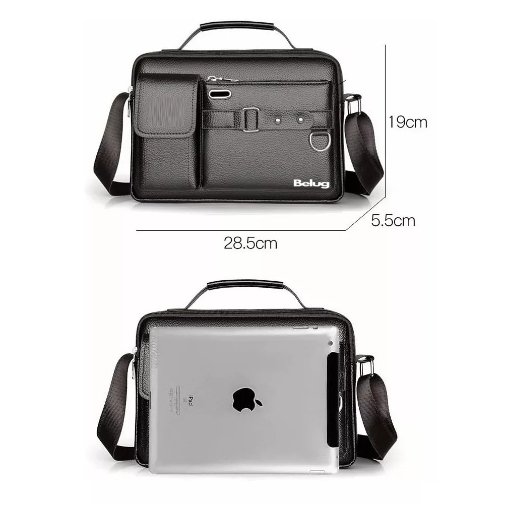 Foto 4 pulgar | Bandolera De Cuero Para Hombre Bolso Crossbody Lujo Moderno, Belug  Negro
