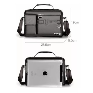 Foto 3 | Bandolera De Cuero Para Hombre Bolso Crossbody Lujo Moderno, Belug Negro