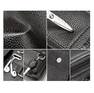 Foto 5 | Bandolera De Cuero Para Hombre Bolso Crossbody Lujo Moderno, Belug Negro