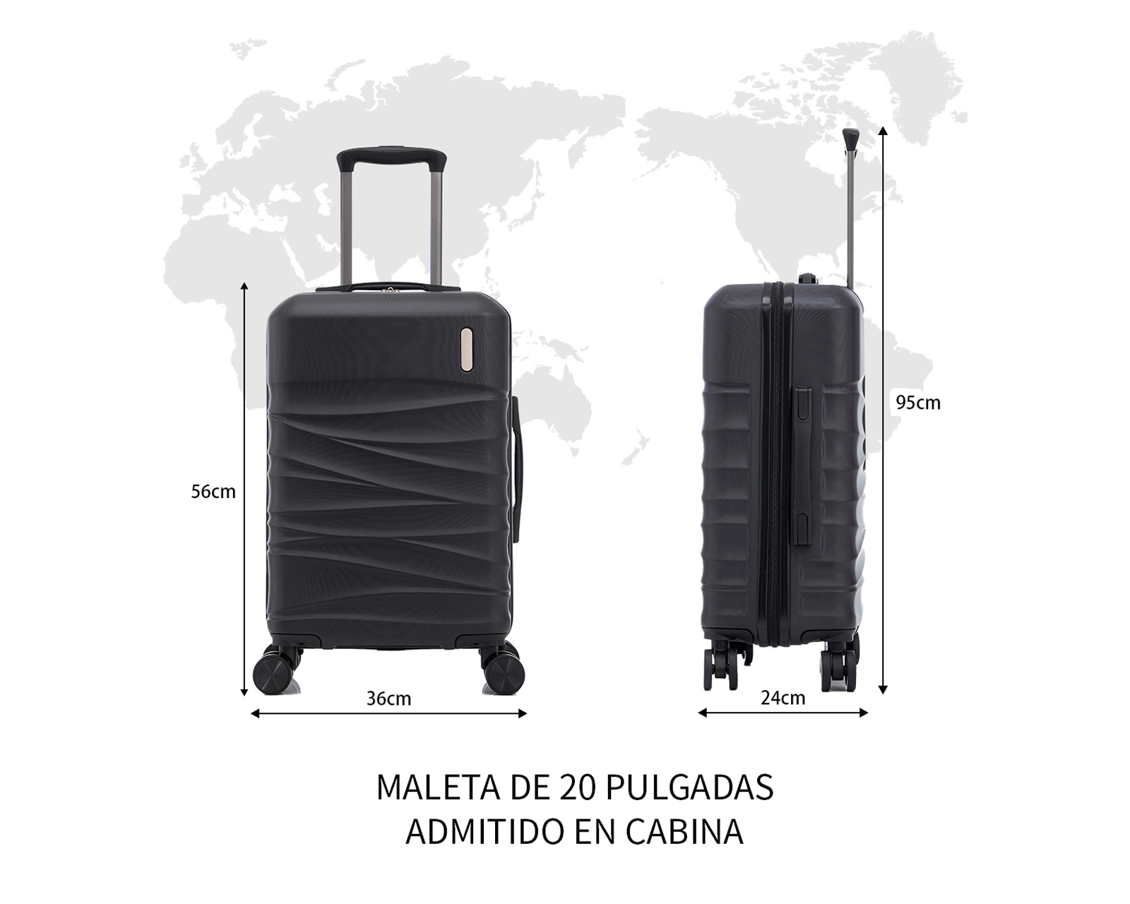 Foto 5 pulgar | Maleta Con Ruedas Carry On Individual Basitex Azul Negra