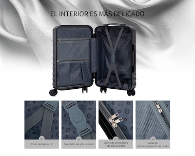 Foto 8 | Maleta Con Ruedas Carry On Individual Basitex Azul Negra