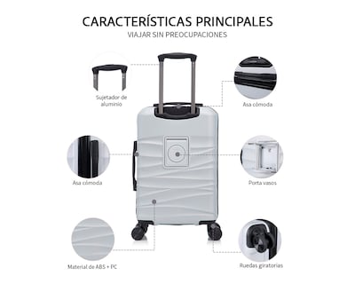 Foto 5 | Maleta Con Ruedas Carry On Individual Basitex Plateada