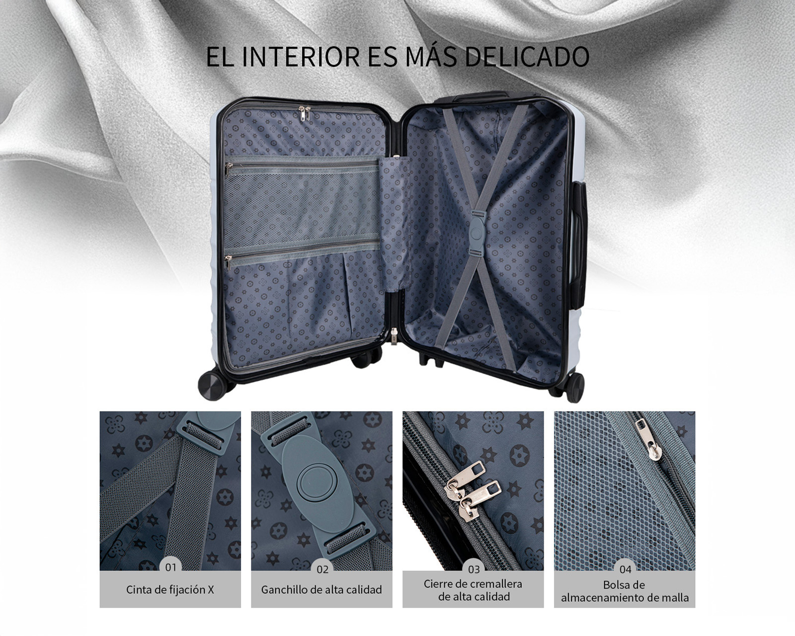 Foto 8 | Maleta Con Ruedas Carry On Individual Basitex Plateada