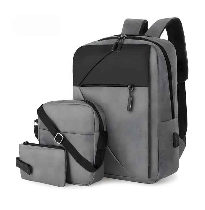 Mochila Xtellar Antirrobo Carga Usb  Escolar Portátil Casual 3 Piezas Color Gris