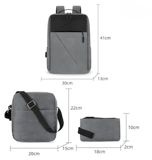 Foto 3 | Mochila Xtellar Antirrobo Carga Usb Escolar Portátil Casual 3 Piezas Color Gris