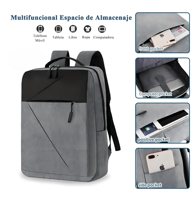 Foto 6 pulgar | Mochila Xtellar Antirrobo Carga Usb  Escolar Portátil Casual 3 Piezas Color Gris