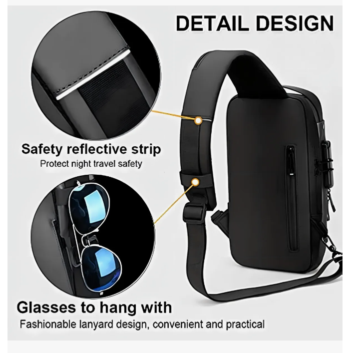 Foto 4 pulgar | Bolso Xtellar De Hombro Impermeable De Piel Tipo Bandolera Color Negro Diseño De La Tela Bandolera Unisex Imperm