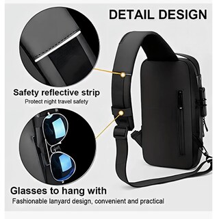 Foto 3 | Bolso Xtellar De Hombro Impermeable De Piel Tipo Bandolera Color Negro Diseño De La Tela Bandolera Unisex Imperm