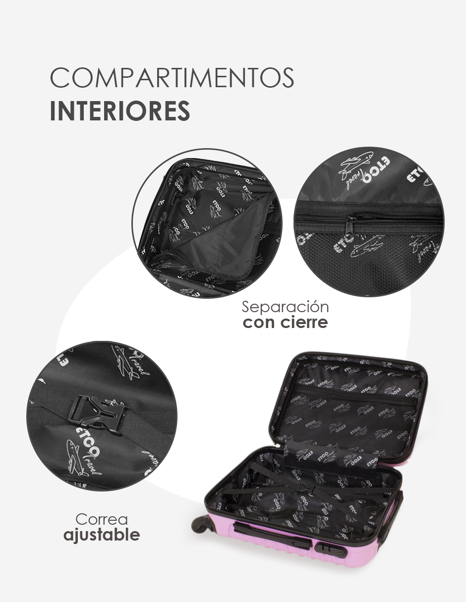 Foto 8 | Juego de Maleta Etco Travel Rosa 2 Piezas