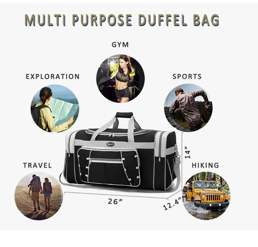 Foto 3 pulgar | Bolsa Xtellar De Viaje Portátil Duradera De Gran Capacidad 65cm Modelo Negro Y Blanco