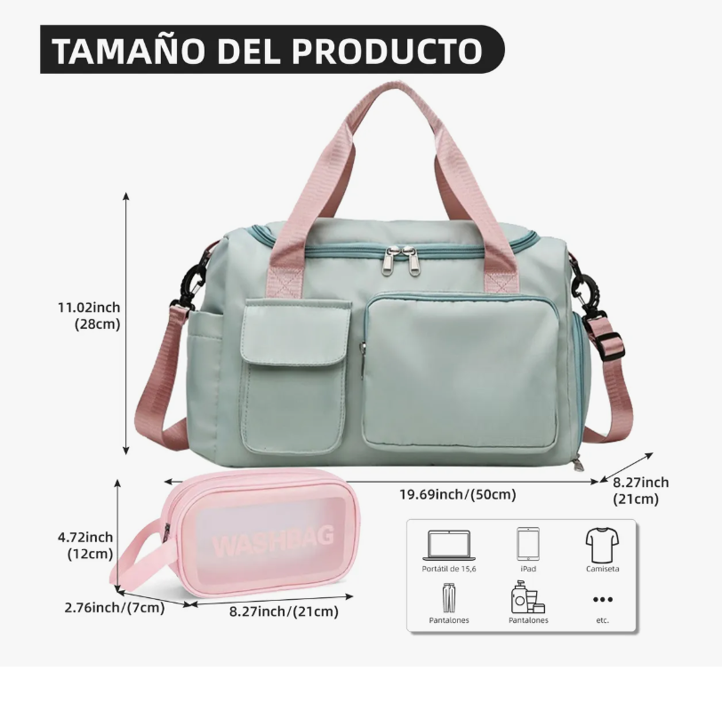 Foto 3 pulgar | Maletas Xtellar Deportiva Mochila De Gym Viaje Equipaje De Mano 2pcs Modelo Rosa Verdoso